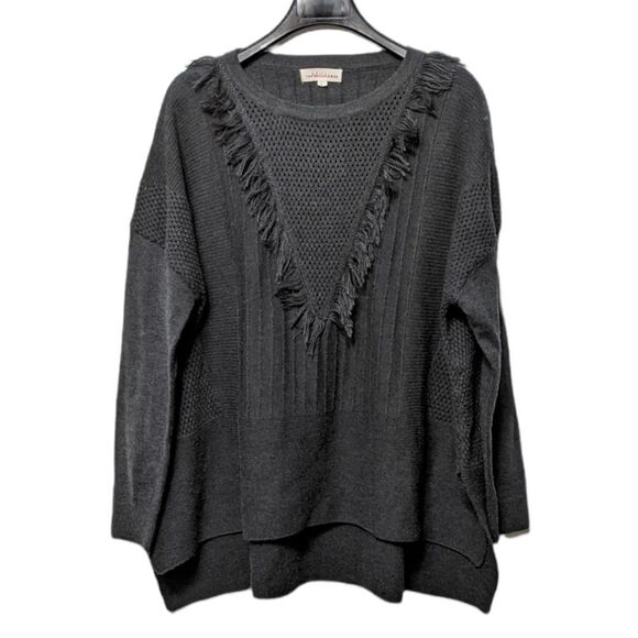 Wallflower Sweaters - WALLFLOWER Oversized Fringe Wool Sweater L